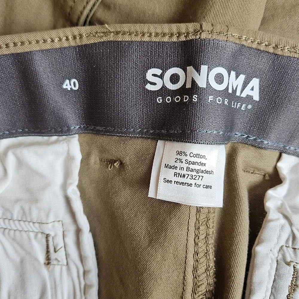 Sonoma Goods For Life Mens Cargo Shorts Tan Flexwear‎ Stretch 40 NWT